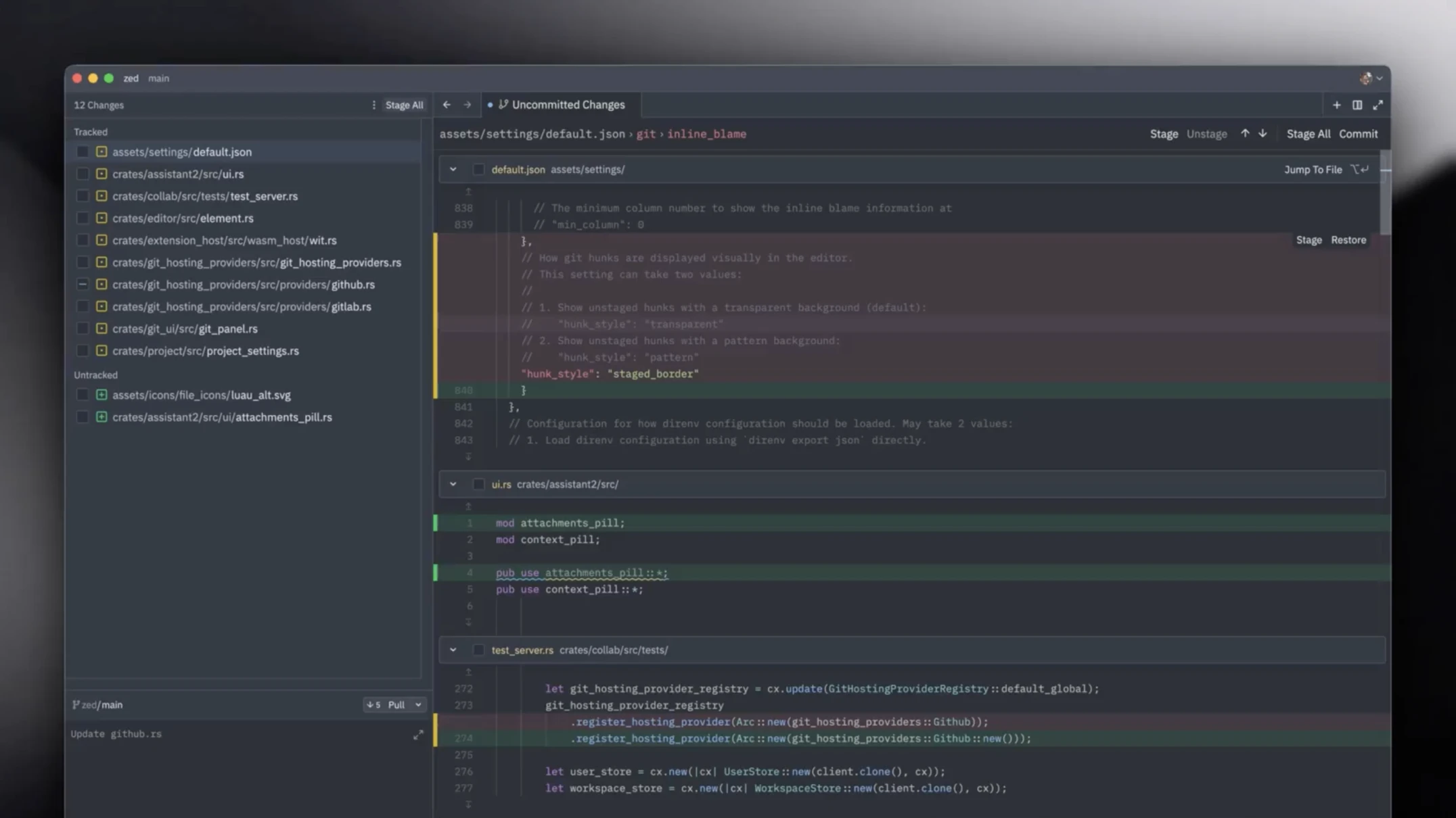Zed native Git integration